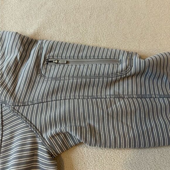 Athleta Hoodie Full Zip Jacket Size Medium Gray White Striped Size L Women’s - Picture 9 of 16